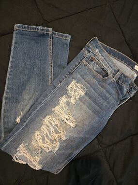 Sneak Peek Washed Blue Distressed Skinny Jeans